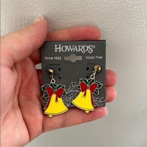 Howard's Yellow Bell Earrings with Red Bow